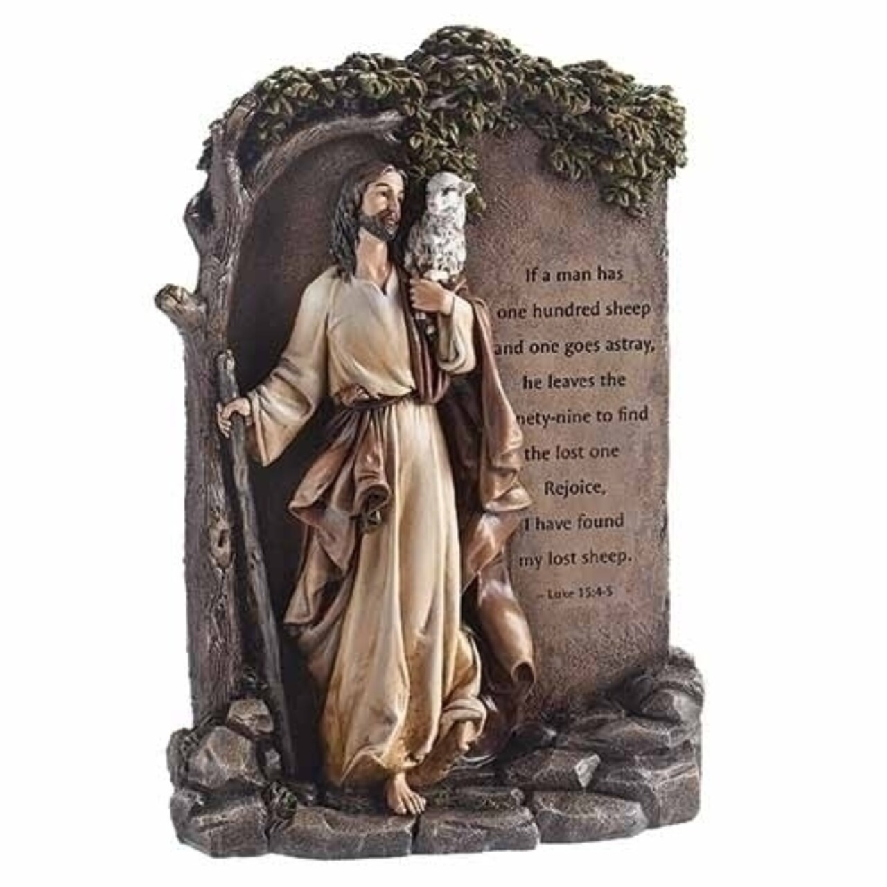 Roman 12" Brown and White Good Shepherd Christmas Tabletop Decor